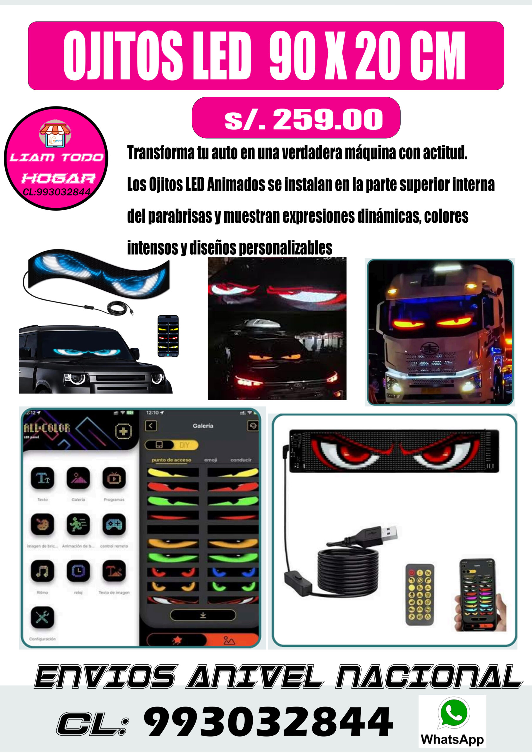 Panel Led De Ojos Animado